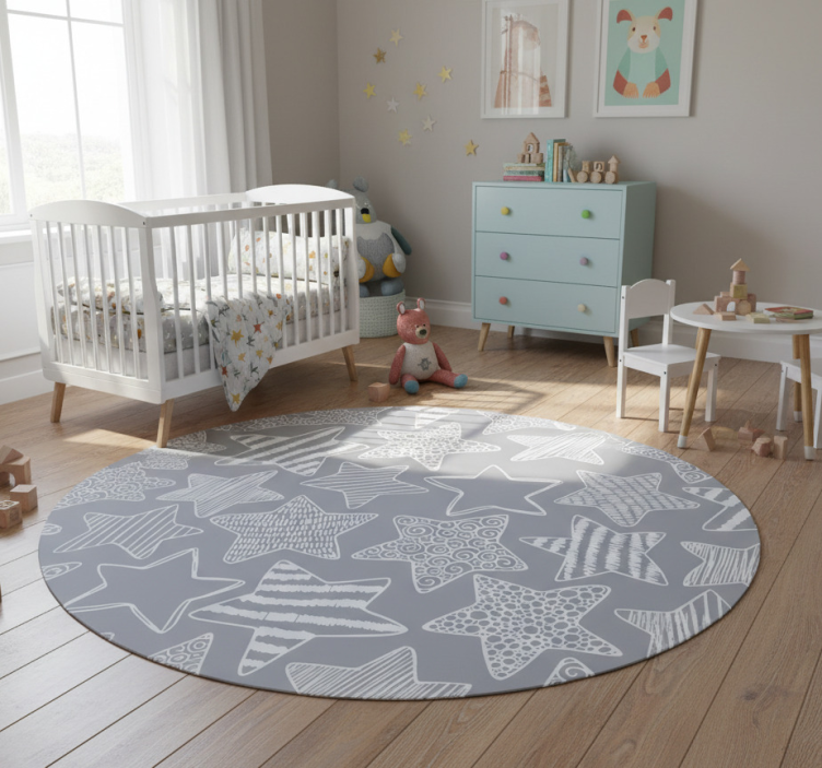 Star vinyl rug in white star design - TenStickers