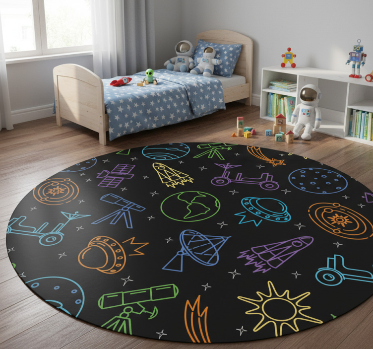 Star vinyl rug with space symbols - TenStickers