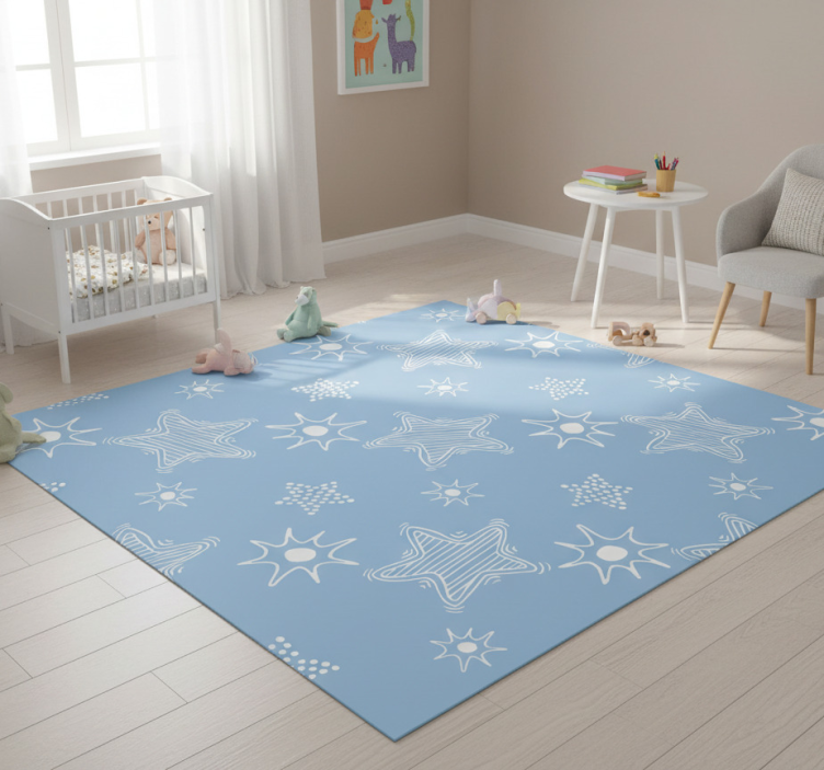 Star vinyl rug with white stars on blue background - TenStickers