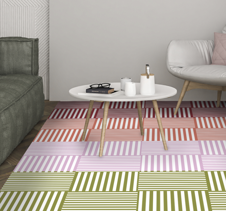 Striped color blocks striped vinyl rug - TenStickers