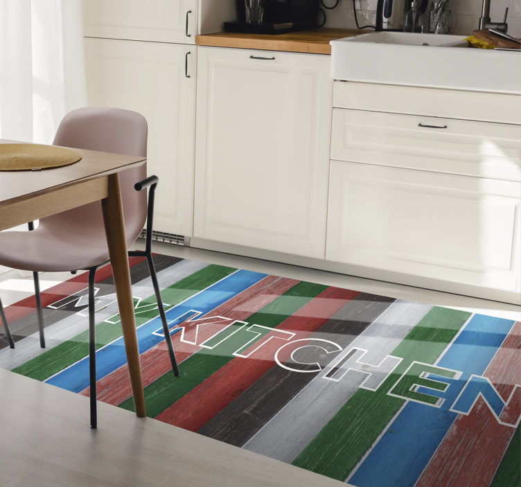 STRIPED COLORFUL KITCHEN kitchen vinyl rug - TenStickers