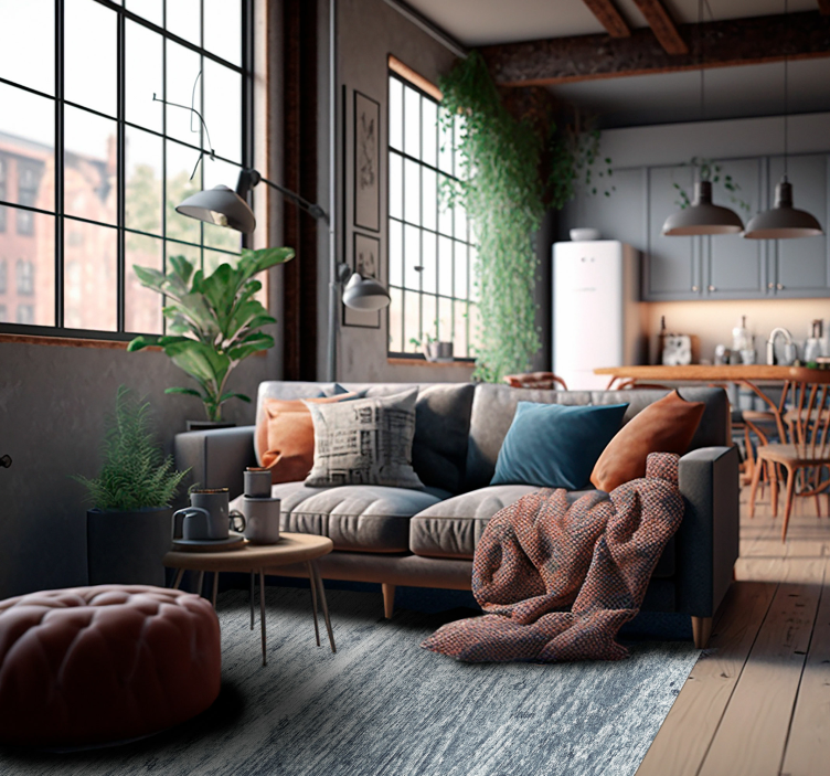 Striped Concrete Effect Vinyl Rug - TenStickers