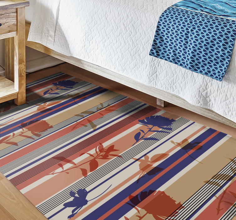 STRIPED FLORAL PATTERN floral vinyl rug - TenStickers