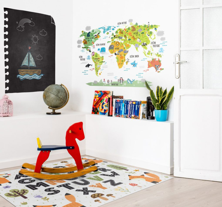 stunning vinyl alphabet rug with forest - TenStickers