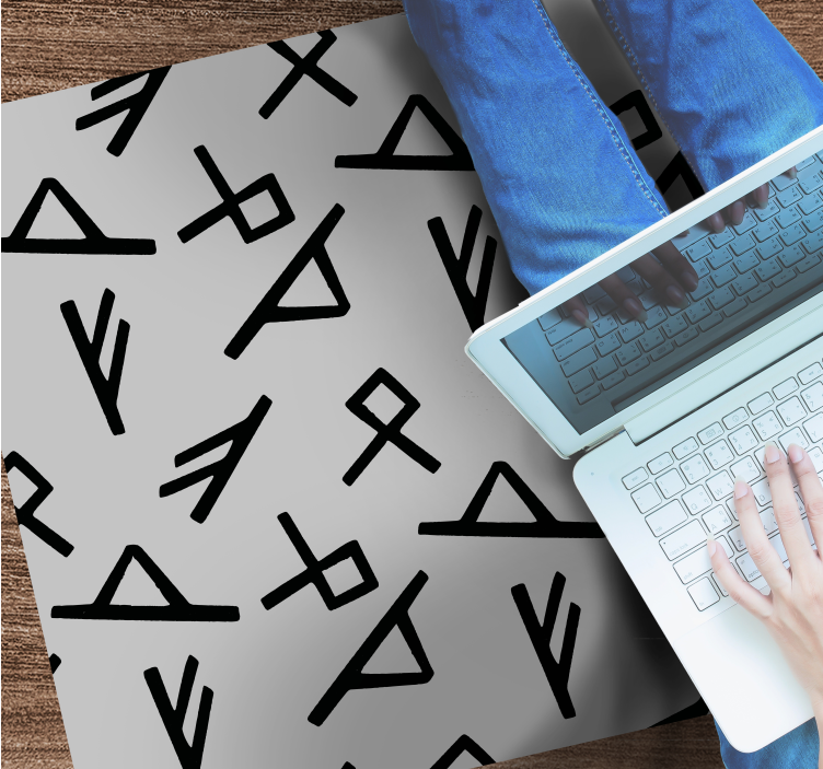 Stylish black shapes geometric vinyl rug - TenStickers