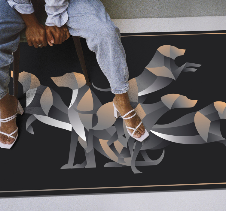 Stylised dog figures animal vinyl rug - TenStickers