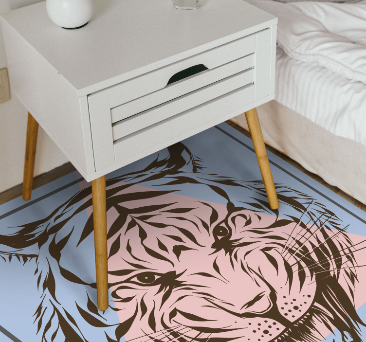 Stylized Tiger Portrait animal vinyl rug - TenStickers