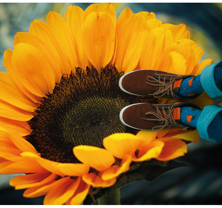 Sunflower Blooming Bright floral vinyl rug - TenStickers