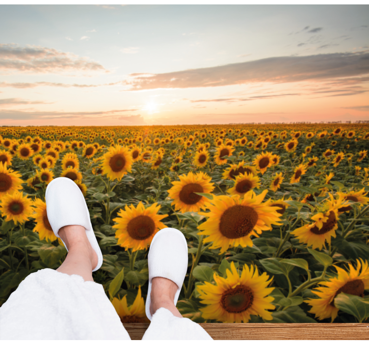 Sunflower Field Serenity floral vinyl rug - TenStickers