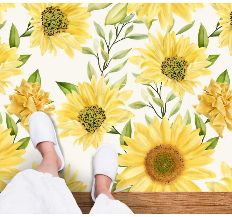 Sunflower Bloom Arrangement floral vinyl rug - TenStickers