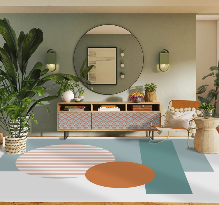 Sunny Geometric Circles modern vinyl rug - TenStickers