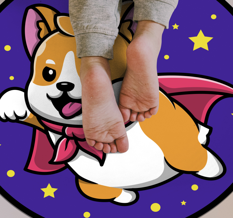 Superhero Corgi kids vinyl rug - TenStickers