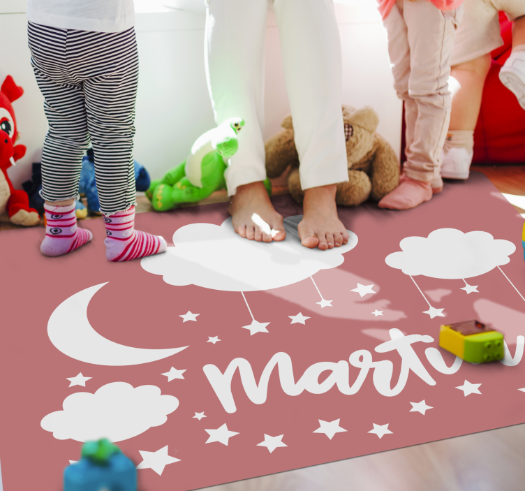 Sweet nigh sky with name kids vinyl rug - TenStickers