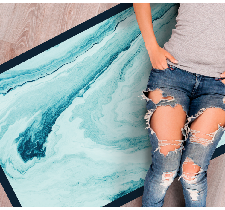 Swirling Aqua Pattern living room vinyl rug - TenStickers