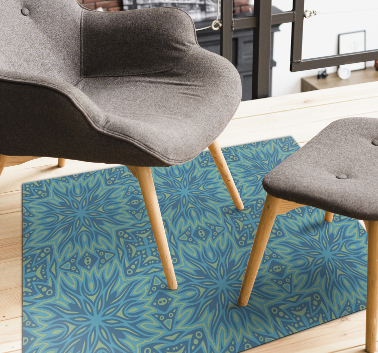 Symmetrical pattern blue vinyl rug - TenStickers