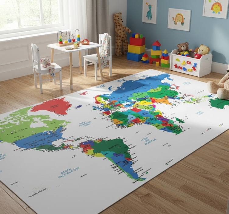 Tapis en vinyle carte du monde - TenStickers