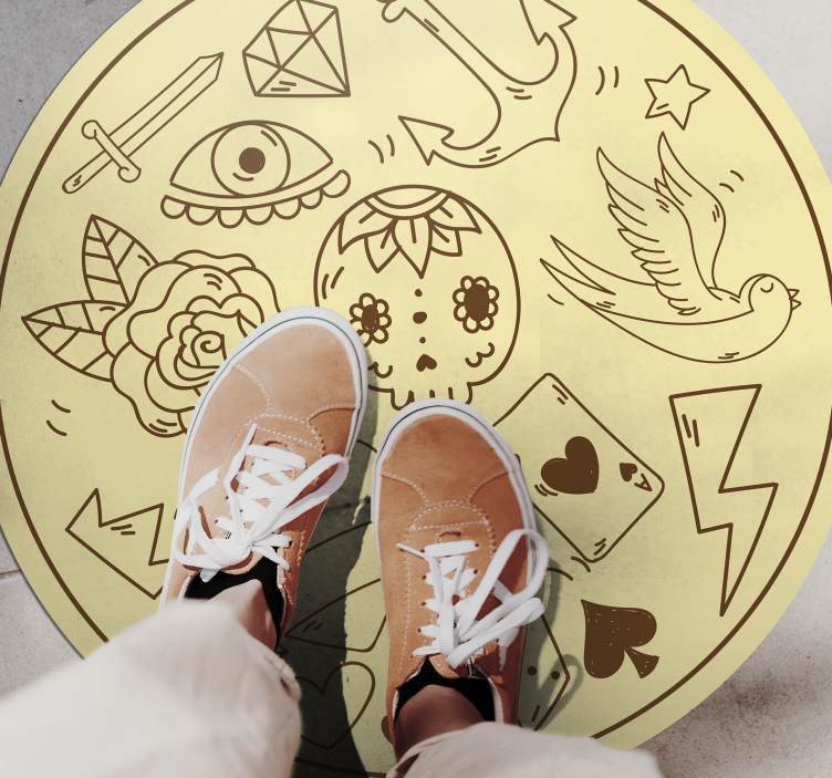 Tattoo symbols teen vinyl rug - TenStickers