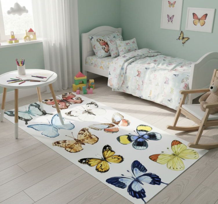 Ten colorful butterflies animal vinyl rug - TenStickers