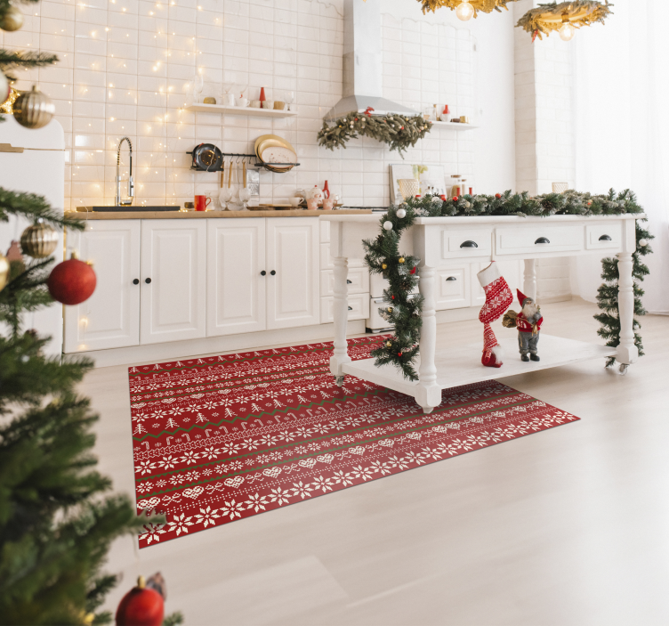 Textile pattern Christmas floor mat - TenStickers