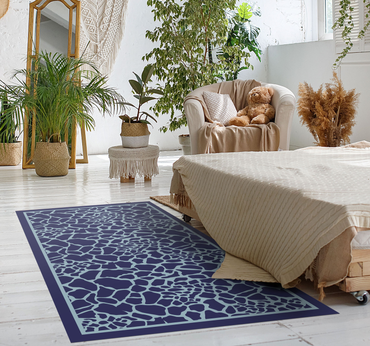 Blue giraffe pattern animal print vinyl rug - TenStickers