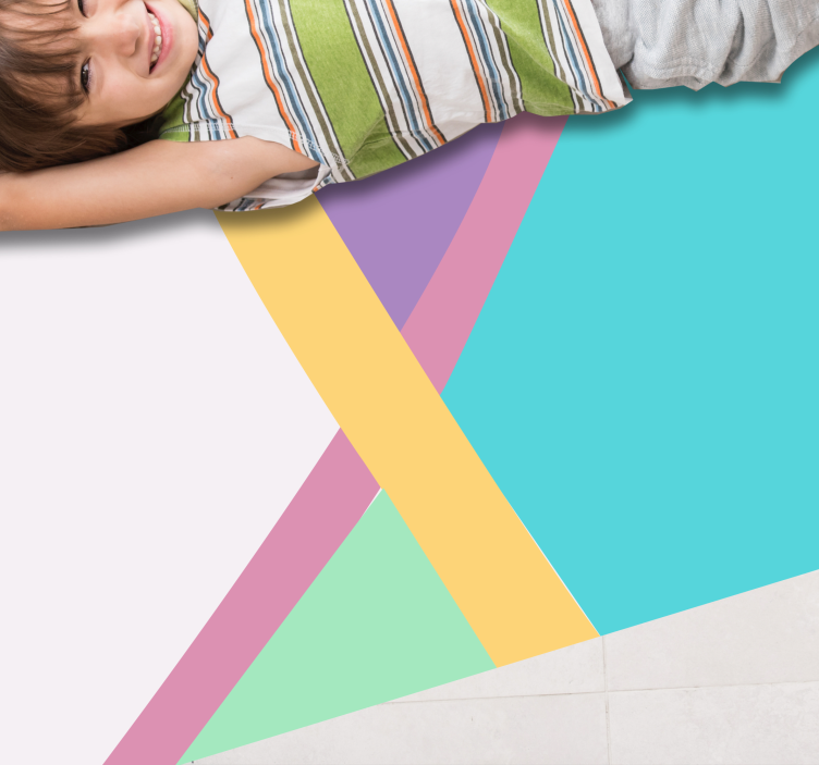 Textured vinyl rug colorful geometric lines - TenStickers