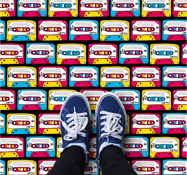 Textured vinyl rug retro audio cassettes design - TenStickers