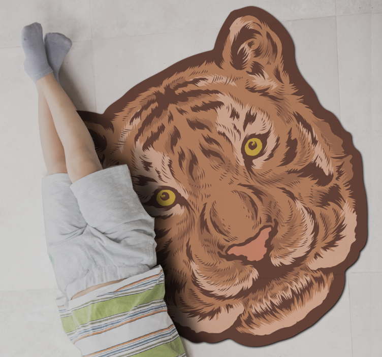 Tiger Face Representation animal vinyl rug - TenStickers