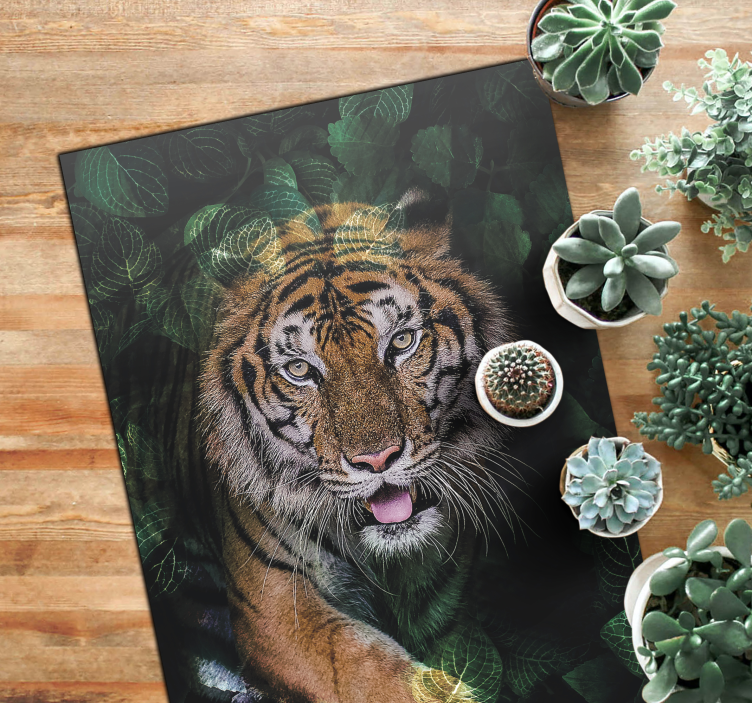 Tiger Foliage Portrayal animal vinyl rug - TenStickers