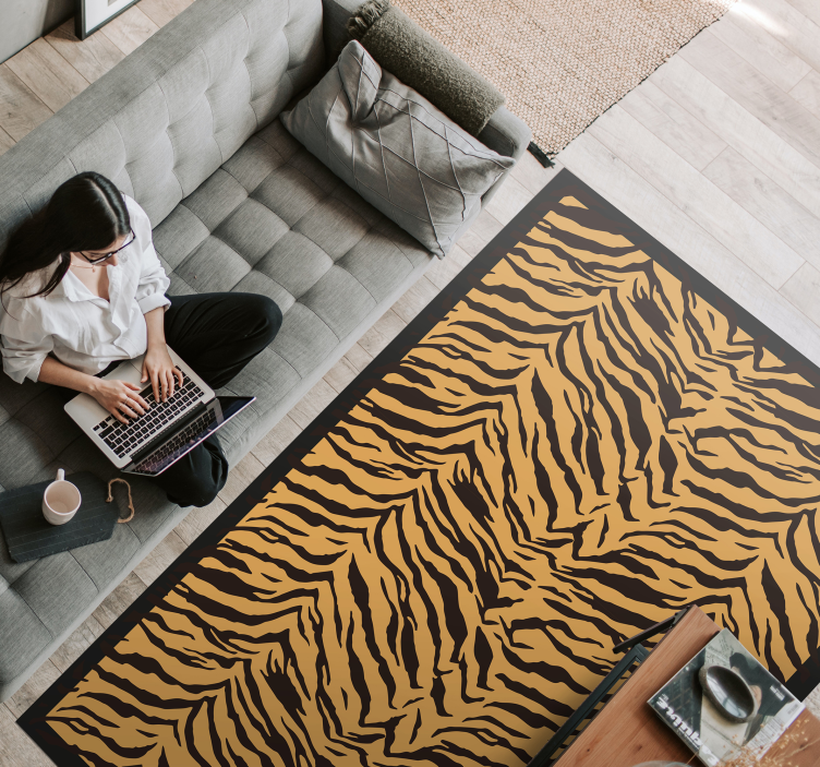 Tiger Stripe Pattern animal print vinyl rug - TenStickers