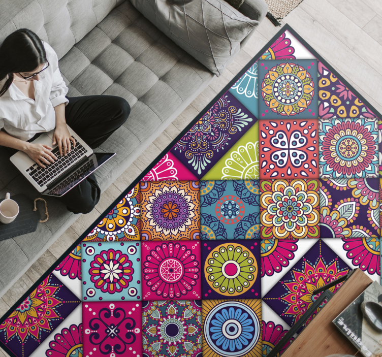 Gorgeous tile composition vinyl rug - TenStickers