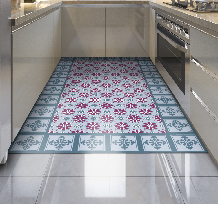 Tile vinyl rug ornate patterned design - TenStickers