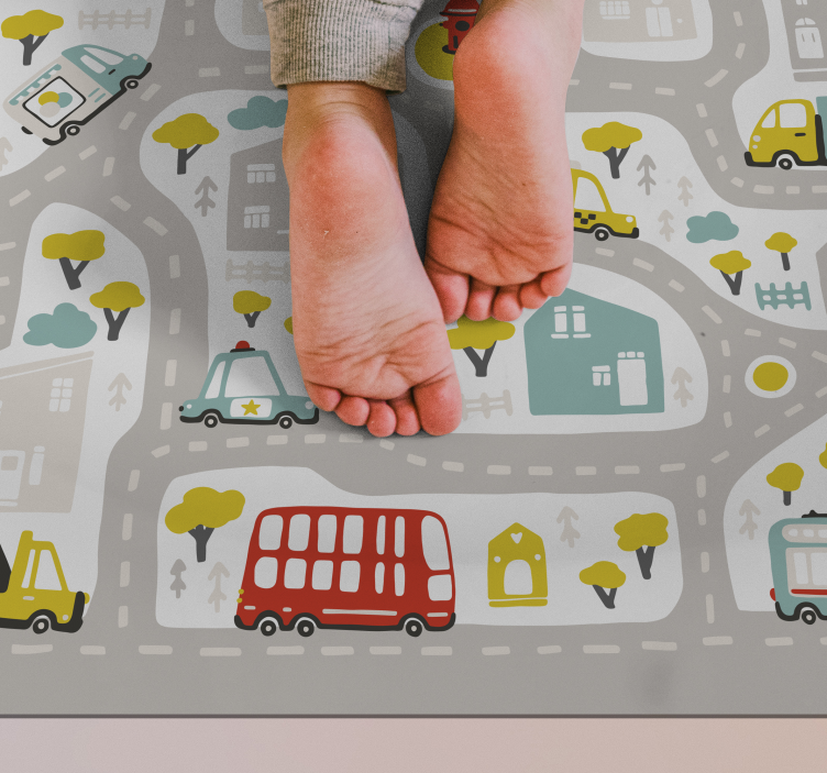 Town Traffic Pathway road vinyl rug - TenStickers