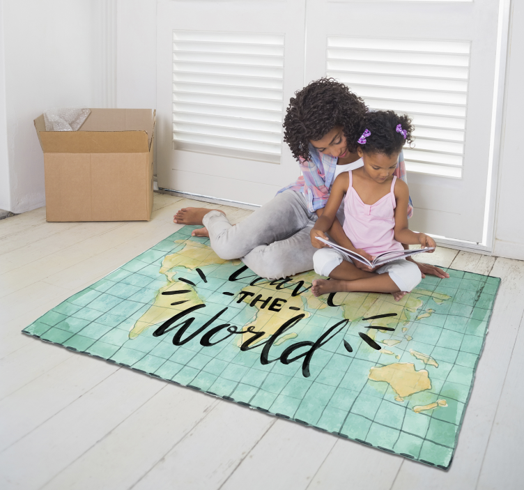 Fantastic world map vinyl rug about travel - TenStickers