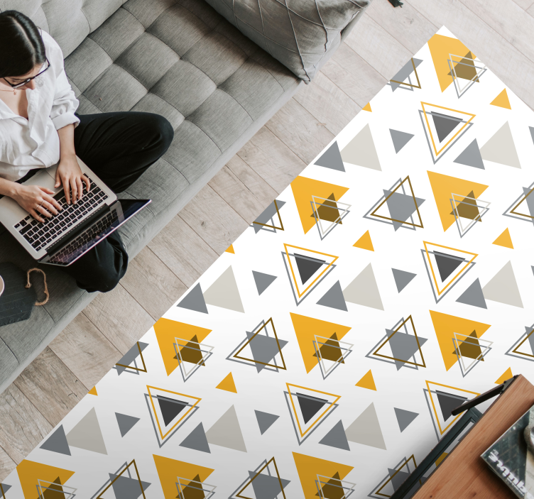 Nordic triangular motif living room vinyl rug - TenStickers