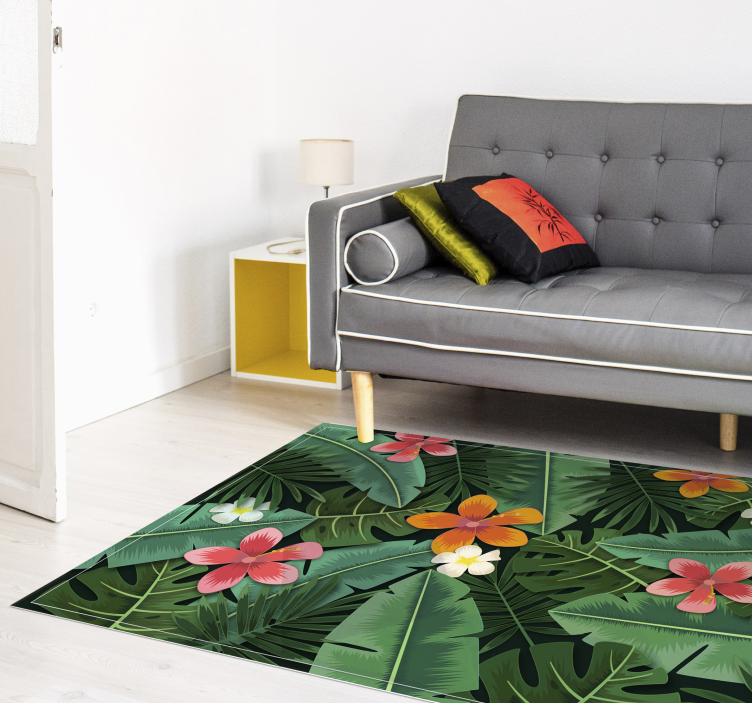 Tropical Blossom Collection floral vinyl rug - TenStickers