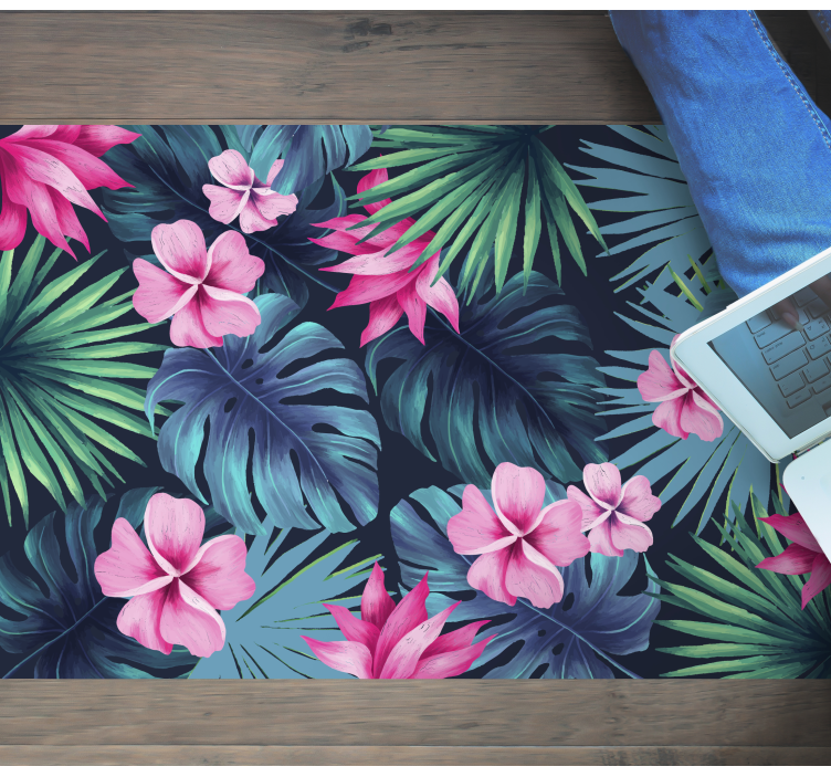 Tropical floral motif floral vinyl rug - TenStickers