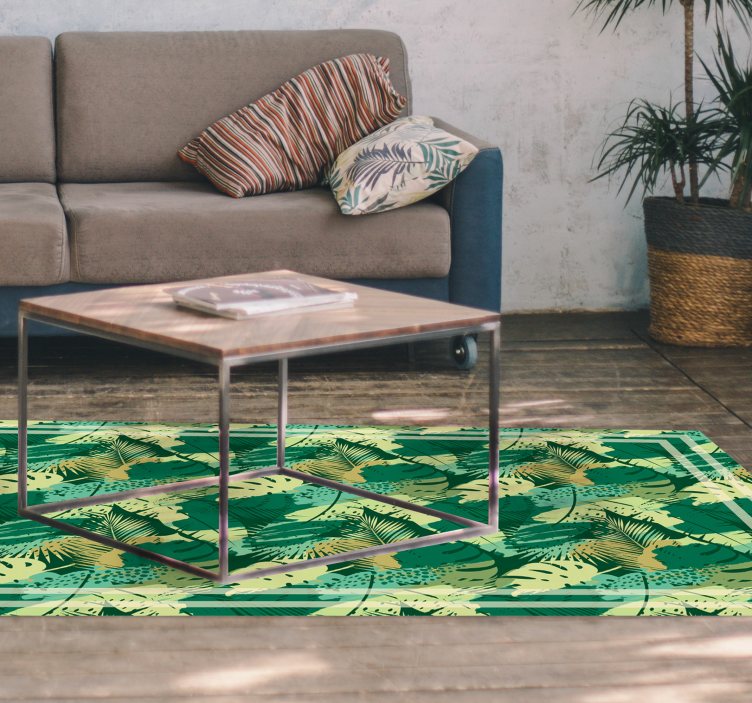 Tropical Foliage Array floral vinyl rug - TenStickers