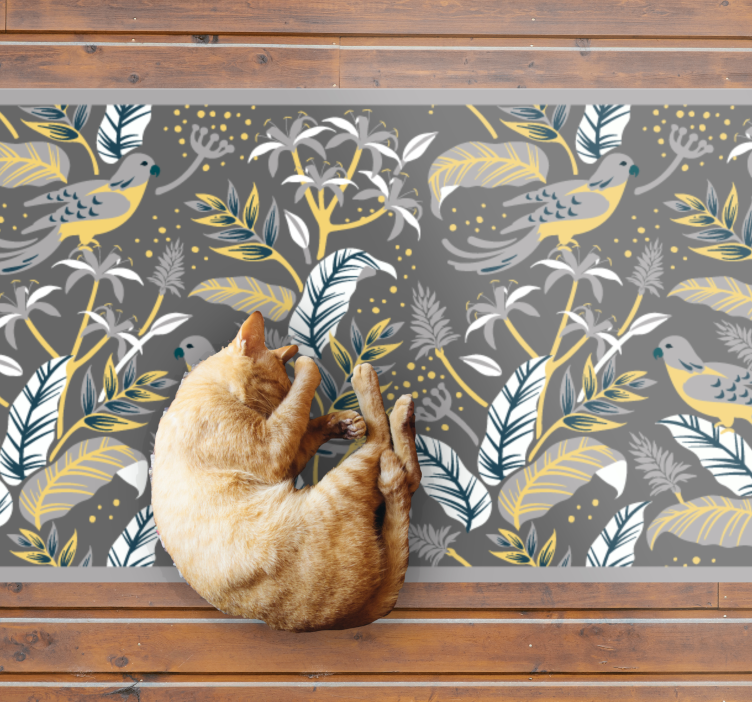 Tropical Greenery Print floral vinyl rug - TenStickers