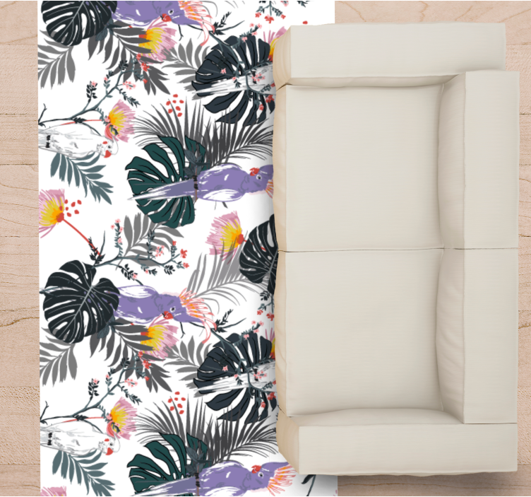 Tropical leaf arrangement living room vinyl rug - TenStickers