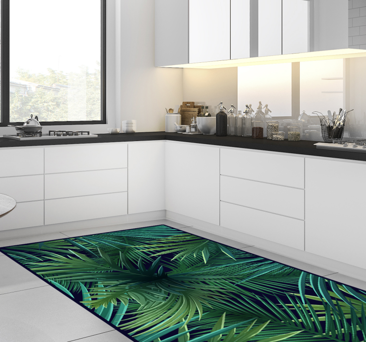Tropical Leaf Canvas nature vinyl rug - TenStickers