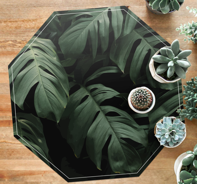 Tropical Leaf Motif floral vinyl rug - TenStickers