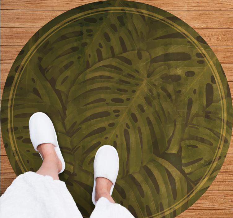 Tropical leaf print floral vinyl rug - TenStickers