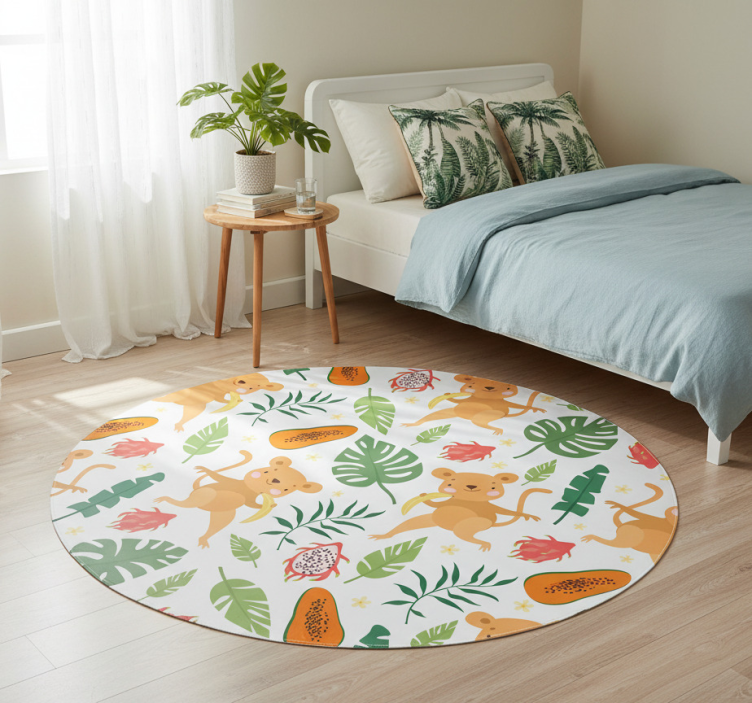 Tropical monkey in branches bedroom vinyl rug - TenStickers