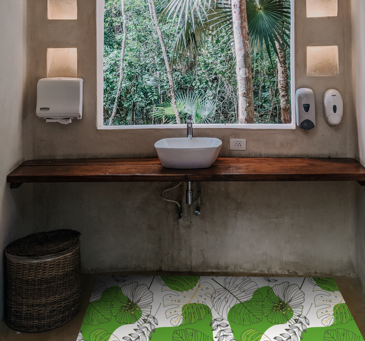 Tropical Monstera floral vinyl rug - TenStickers