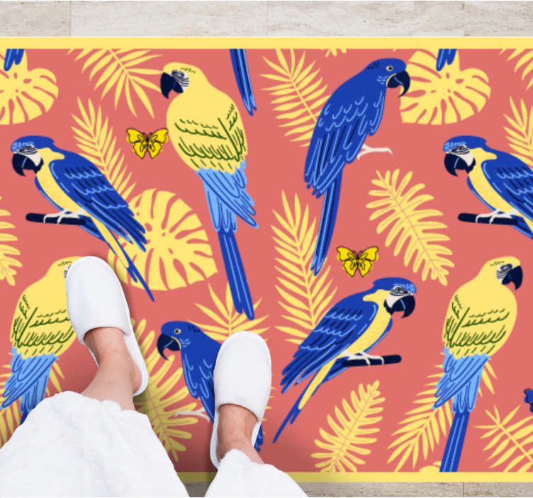 Tropical parrot patterns nature vinyl rug - TenStickers