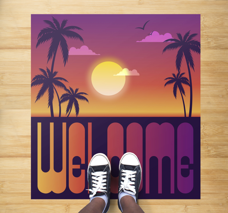 Tropical Sunset Welcome custom rug - TenStickers