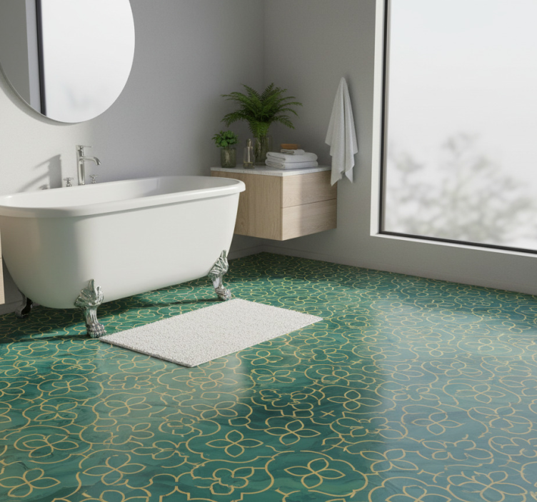 Turquoise bathroom vinyl rug - TenStickers