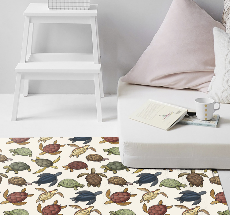 Turtle Illustration animal vinyl rug - TenStickers