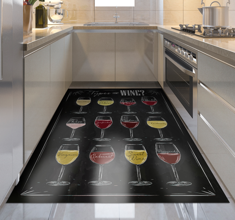 Types Wine Guide kitchen vinyl rug - TenStickers