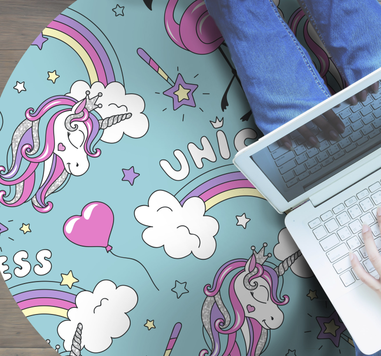Unicorn Fantasy Circle kids vinyl rug - TenStickers